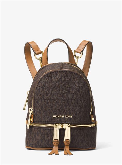 michael kors rhea mini logo backpack brown|mk rhea slim backpack.